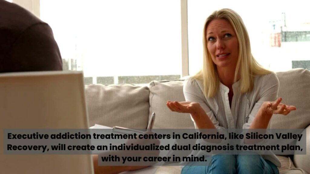 Woman talking about executive treatment center