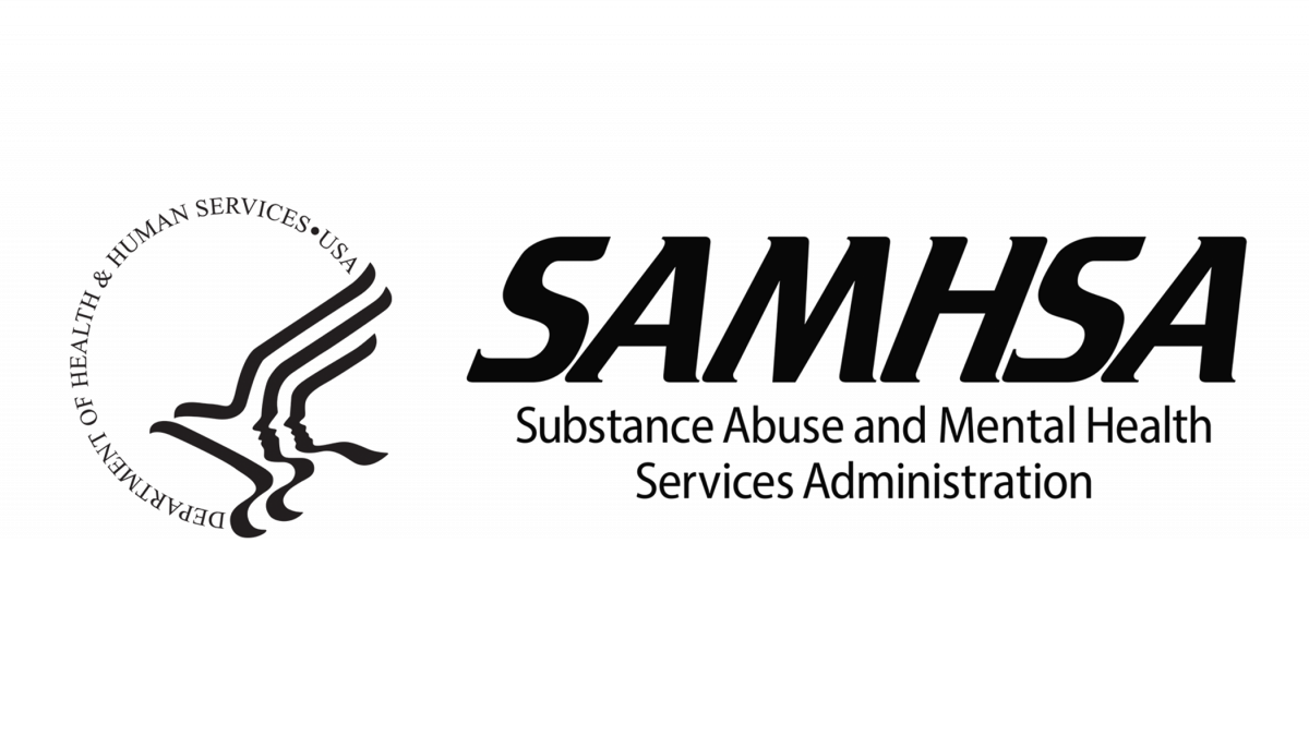 SAMHSA logo with circular seal on the left and Substance Abuse and Mental Health Services Administration text to the right