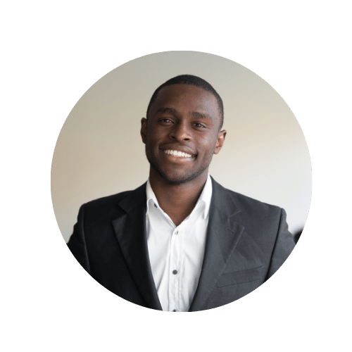 Ads call page Smiling African American businessman in suit Professional headshot for business calls