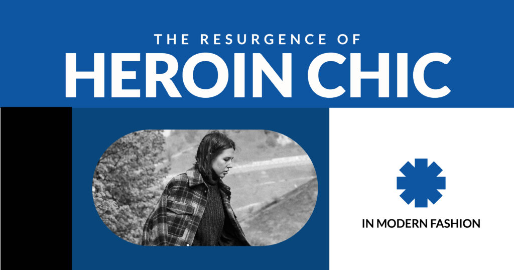 Heroin Chic resurgence in fashion Black and white photo of a woman wearing a flannel part of modern fashion trends