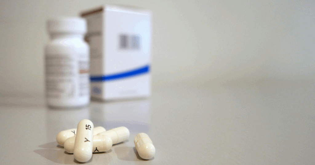 Buspirone pills and packaging Medication used as an alternative to Xanax for anxiety treatment and management