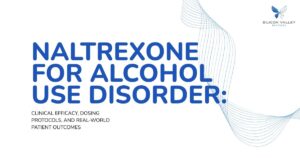 Title slide reading Naltrexone for Alcohol Use Disorder with subtitle about clinical efficacy and outcomes Silicon Valley Recovery logo in the corner