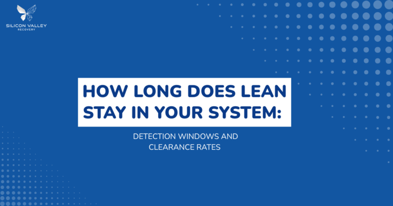 Blue banner with Silicon Valley Recovery logo in the top left and a white on blue headline reading HOW LONG DOES LEAN STAY IN YOUR SYSTEM DETECTION WINDOWS AND CLEARANCE RATES