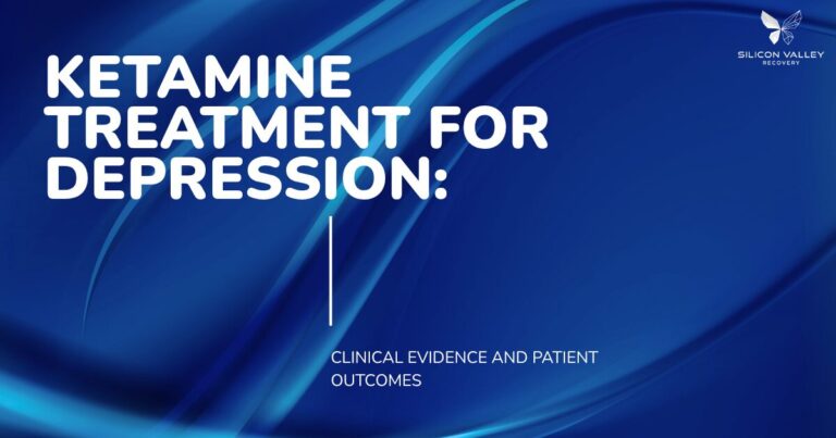 Slide titled Ketamine Treatment for Depression with subtitle Clinical Evidence and Patient Outcomes and Silicon Valley Recovery logo in the corner
