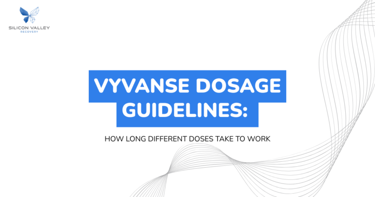 Banner about Vyvanse dosage guidelines with bold blue headline and subheading SVR logo in top left